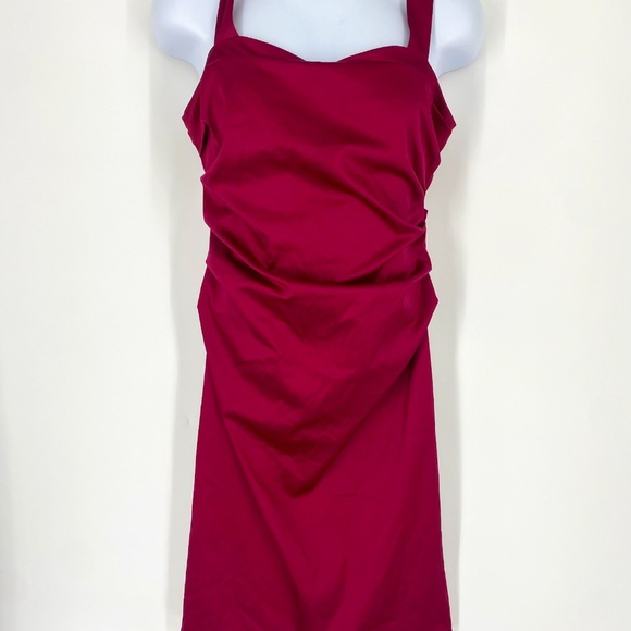 Dress Barn Collection Brandy Rushed Dress Burgundy Size 12 - Picture 1 of 4